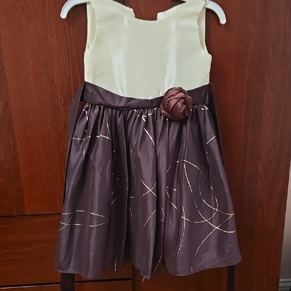Elegant Cream and Brown Kids Dress